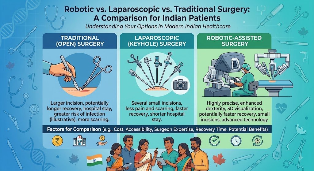 Robotic vs. Laparoscopic vs. Traditional Surgery: A Comparison for Indian Patients